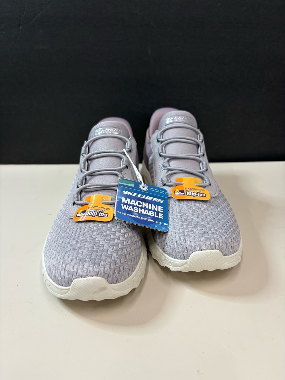 Skechers Light Lavender Knit Slip-On Sneakers with White Sole - Picture 2 of 6